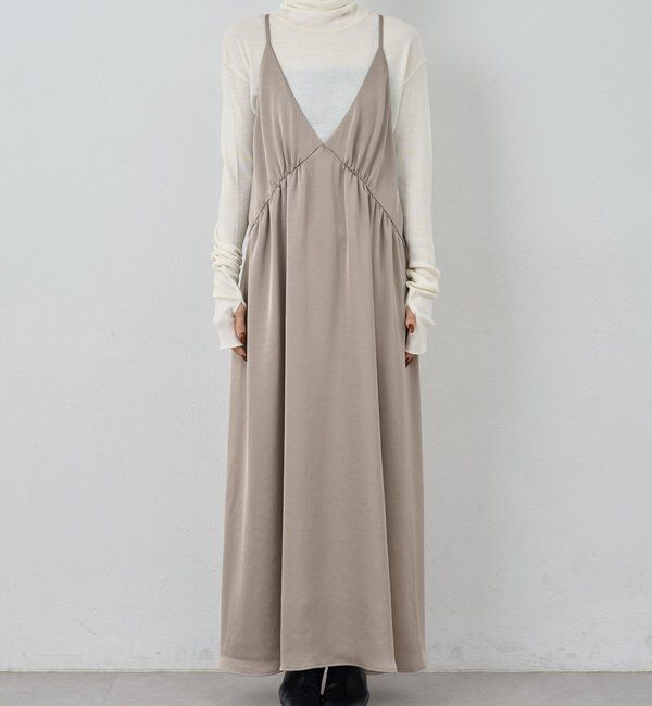  「ディープVサテンキャミワンピース」|ワンピース|