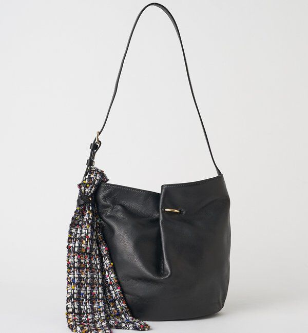  「ツイードスカーフ付きレザー2WAYショルダーバッグ」|ショルダー・メッセンジャー|