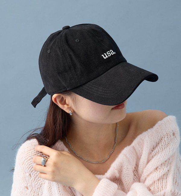  「ピーチロゴキャップ」|ハット|ブラック