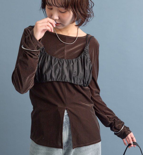  「ギャザービスチェ SETトップス」|Tシャツ・カットソー|ブラウン