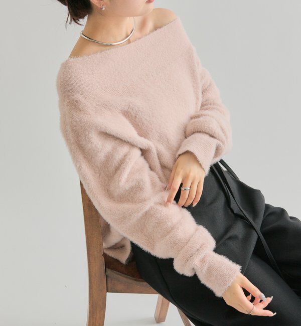  「ミンクライクワイドネックニット」|ニット・セーター|