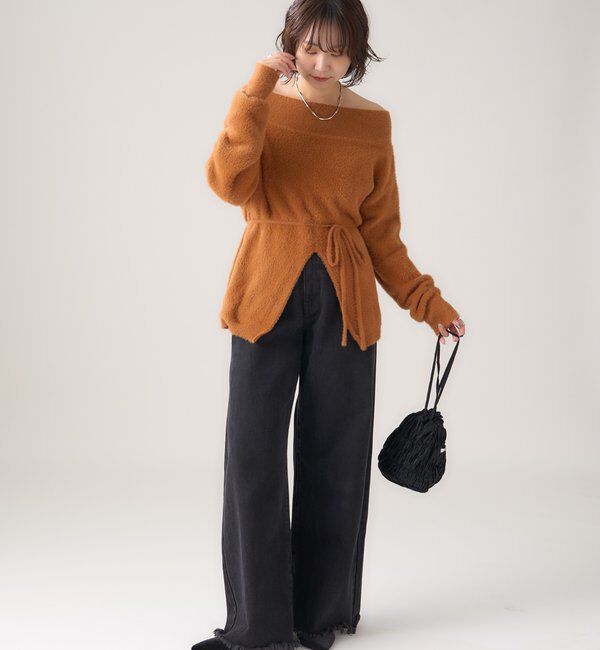  「ミンクライクワイドネックニット」|ニット・セーター|