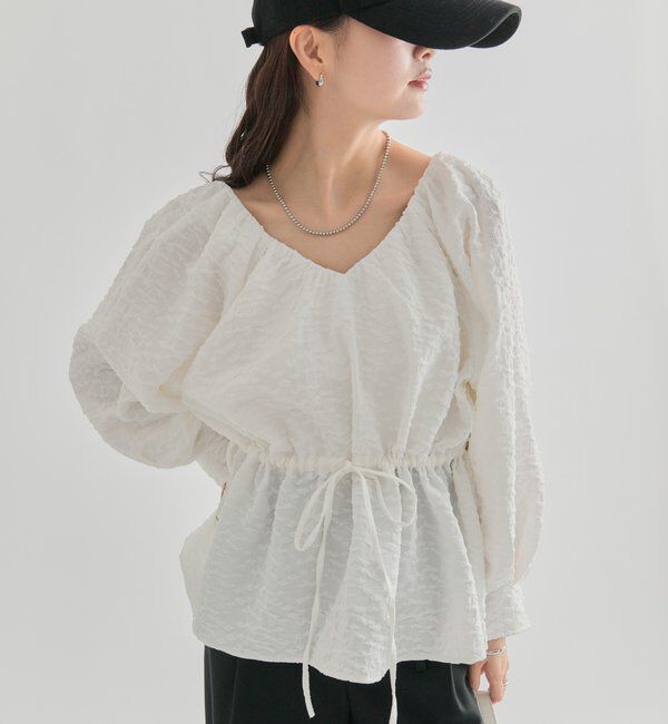  「エンボスパフ 長袖ブラウス」|シャツ・ブラウス|