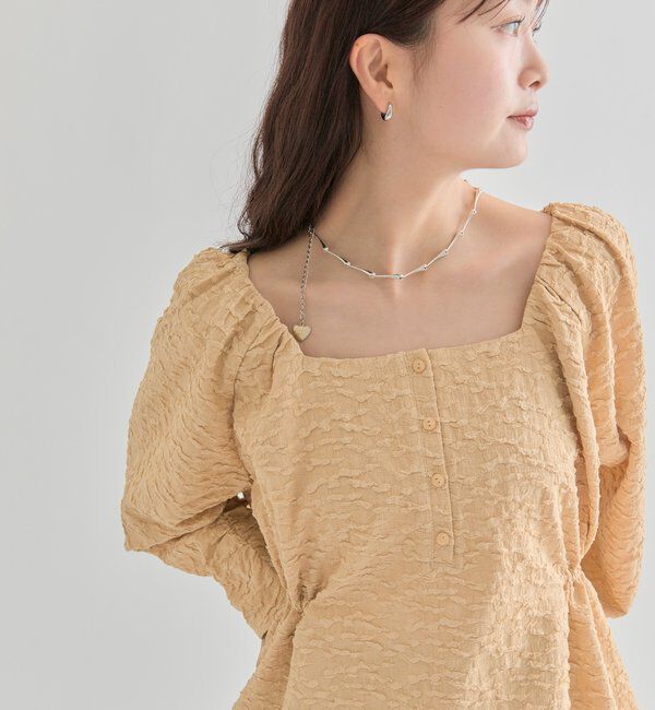  「エンボスパフ 長袖ブラウス」|シャツ・ブラウス|