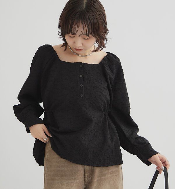  「エンボスパフ 長袖ブラウス」|シャツ・ブラウス|