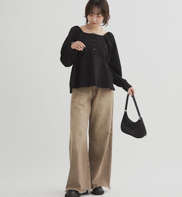  「エンボスパフ 長袖ブラウス」|シャツ・ブラウス|