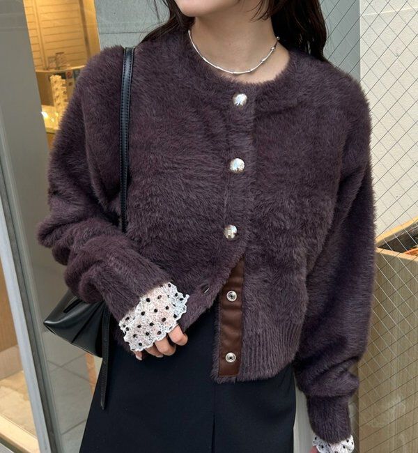  「ミンクライクジャケットカーディガン」|カーディガン|ブラウン