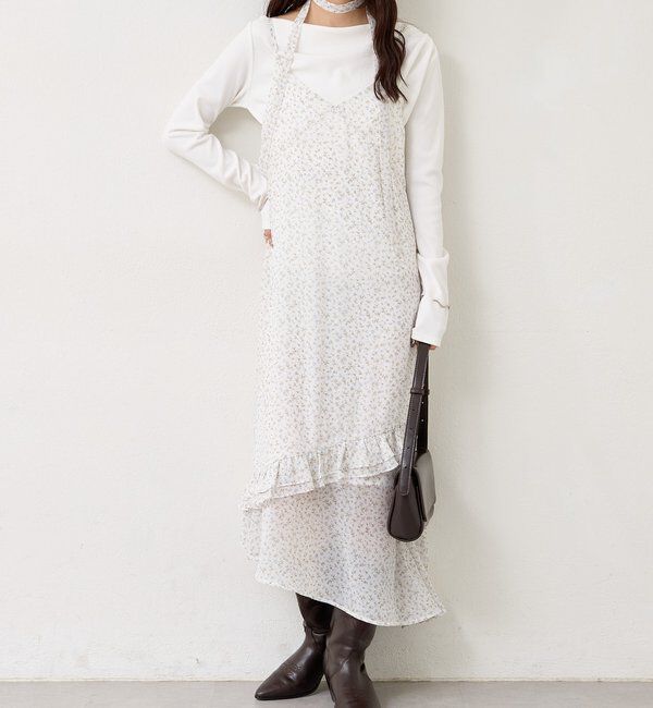 「フラワーヘムキャミワンピース」|ワンピース|