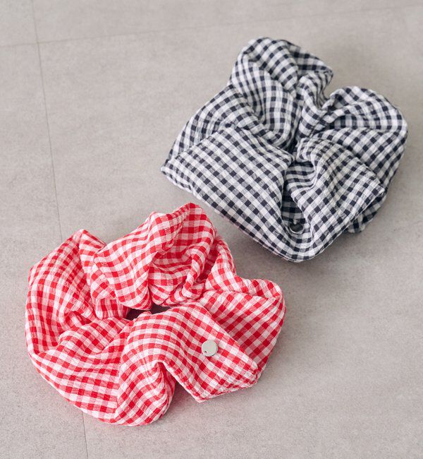  「チャーム付きギンガムシュシュ」|その他|ブラック