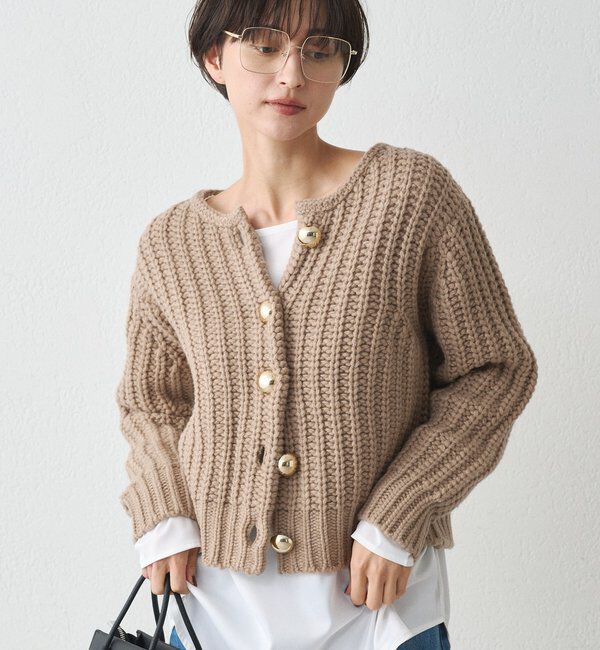  「ゴールドボタンニットカーデ」|ニット・セーター|