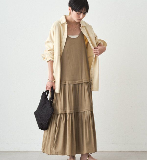  「サテンティアードキャミワンピース」|ワンピース|