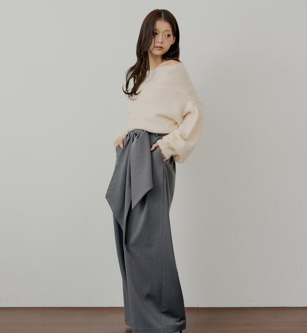  「【SALON by Chico】 BIGリボンスラックスロングパンツ」|チノ|