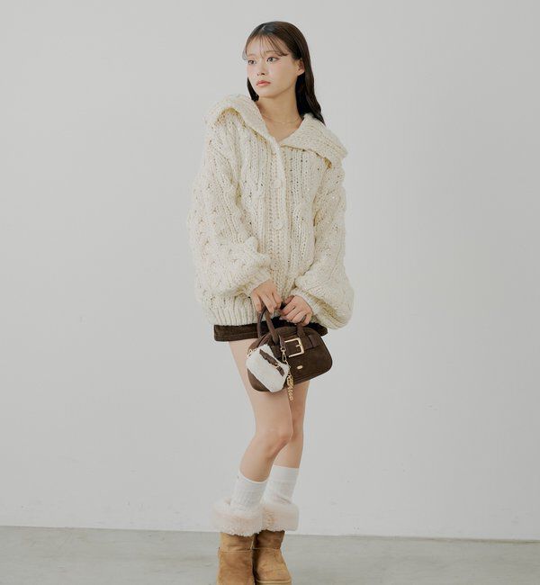  「スパンコールケーブルルーズカーディガン」|カーディガン|