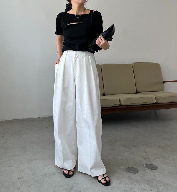  「【選べる4サイズ展開】2タックコットンパンツ」|チノ|