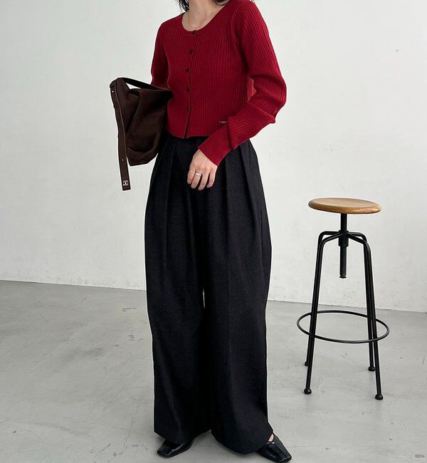  「【新色/オフホワイト】【前後2WAY】カーブスリーブリブニット」|カーディガン|