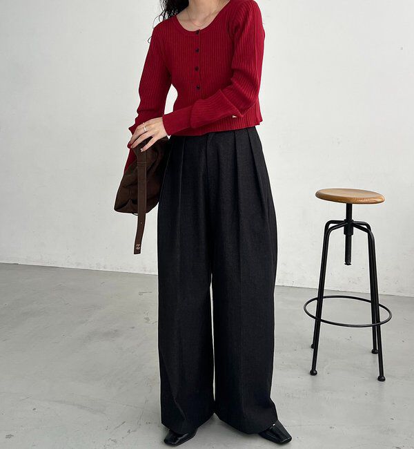  「【新色/オフホワイト】【前後2WAY】カーブスリーブリブニット」|カーディガン|