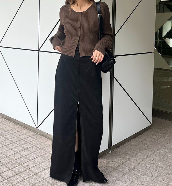  「【新色/オフホワイト】【前後2WAY】カーブスリーブリブニット」|カーディガン|