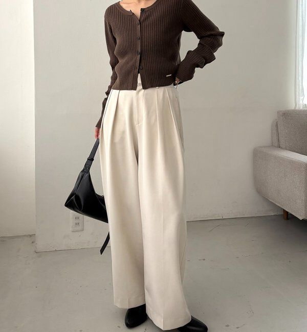  「【新色/オフホワイト】【前後2WAY】カーブスリーブリブニット」|カーディガン|