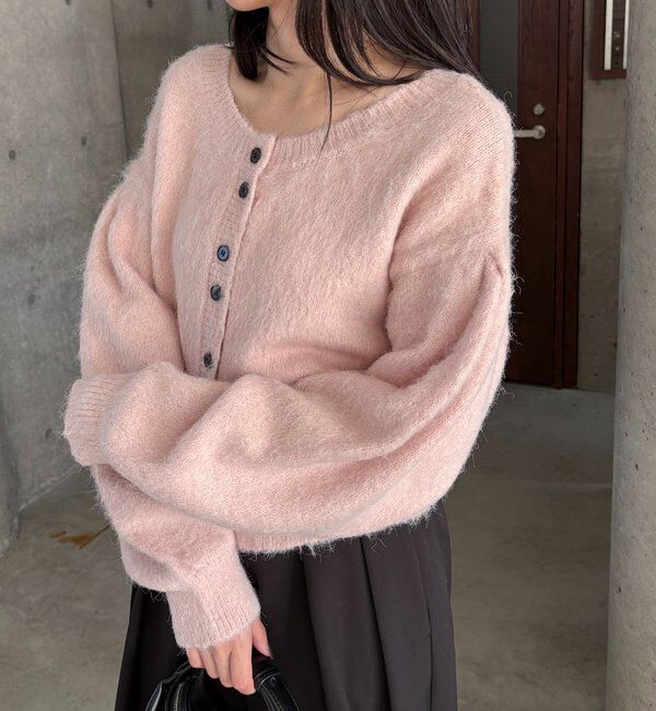  「【前後2WAY】モヘア起毛パフカーディガン」|カーディガン|