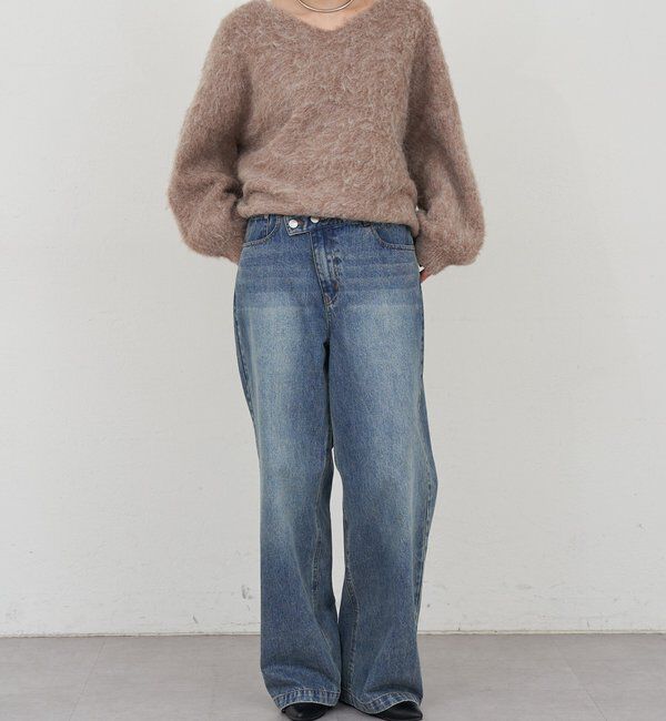  「【着映えニット】シャギーＶネックプルオーバー」|ニット・セーター|