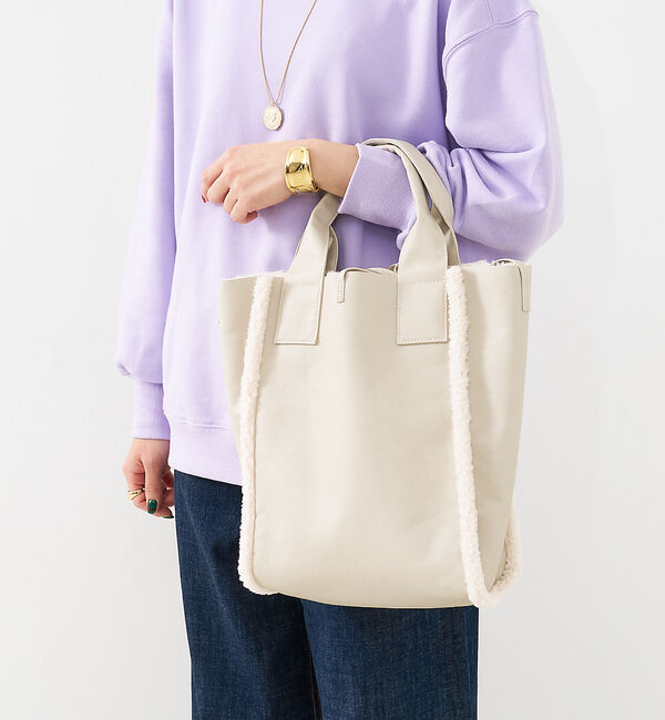 collex「リバーシブルボアトート2WAYバッグ」|トートバッグ|ホワイト