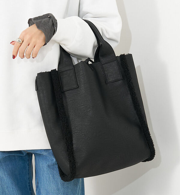 collex「リバーシブルボアトート2WAYバッグ」|トートバッグ|ブラック