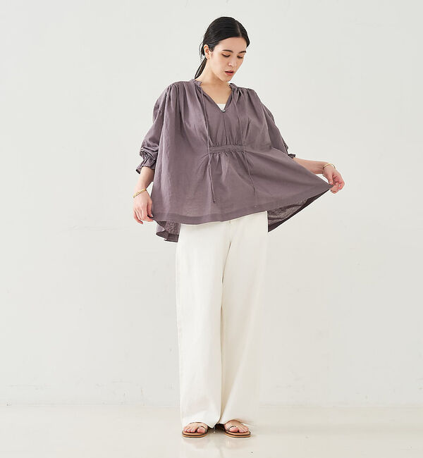 collex「リネンコットンギャザーブラウス」|シャツ・ブラウス|