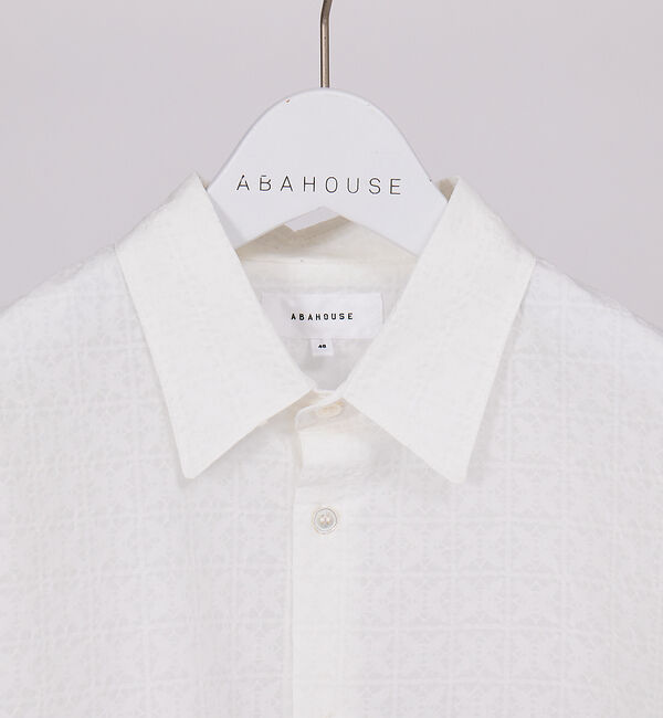 ABAHOUSE「【シアージャガード】ボックスシルエット 半袖シャツ / ハーフスリーブ シアーシ」|シャツ・ブラウス|