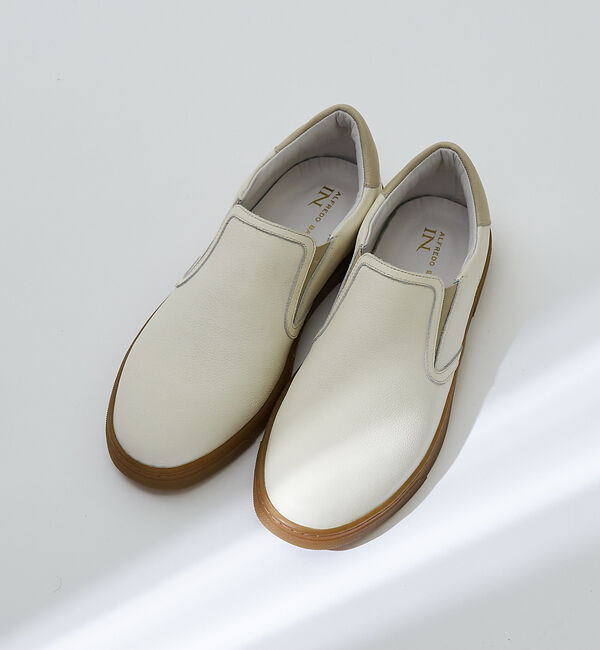 alfredoBANNISTER「【WEB別注】究極のベーシック オールレザースリッポンスニーカー」|スニーカー|ベージュ