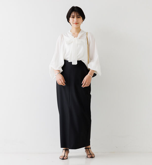 Rouge vif「とろみ素材 ギャザースリーブボウタイブラウス」|シャツ・ブラウス|