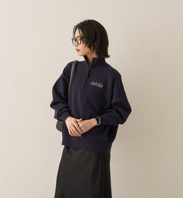 Rouge vif「ハーフジップロゴニットプルオーバー」|ニット・セーター|