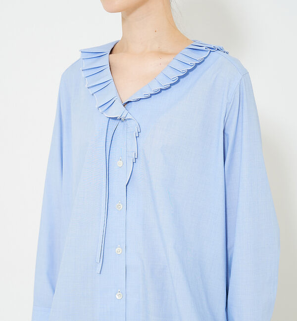 qualite「Vネックプリーツカラーブラウス」|シャツ・ブラウス|