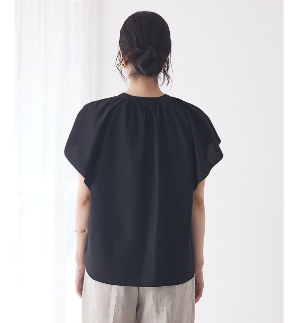 qualite「ラッフルカラーVネックブラウス」|シャツ・ブラウス|