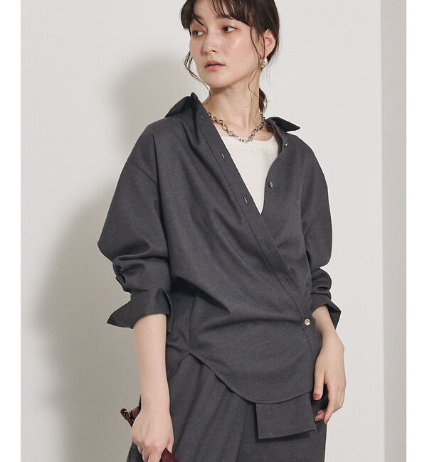 qualite「ソフトサキソニー2WAYシャツ」|シャツ・ブラウス|グレー