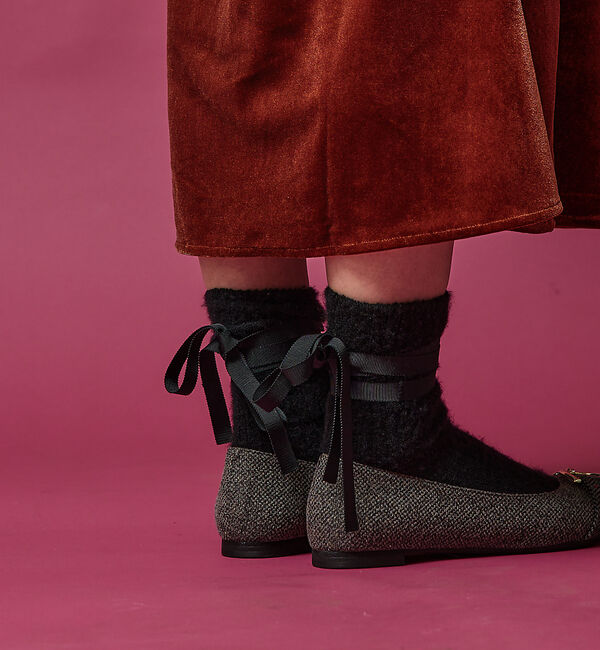 AU BANNISTER「●FAKUI リボンソックス(起毛)」|その他|ブラック