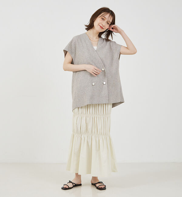 abahouse mavie「【セットアップ対応】ライトツィードフレンチジャケット」|ベスト・ジレ|