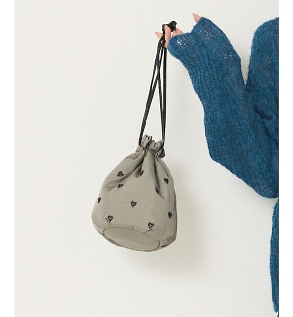 abahouse mavie「ハートビーズ゛刺繍巾着」|その他|ライトグレー