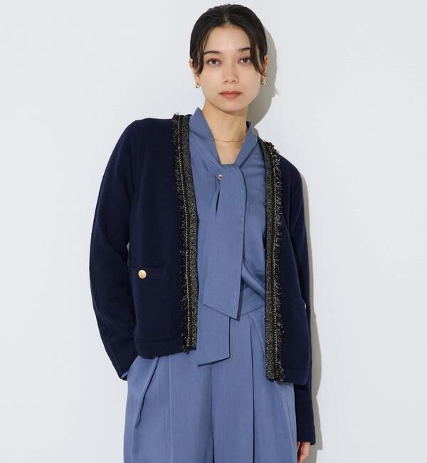 Liesse「ツイーディーニットジャケット」|カーディガン|