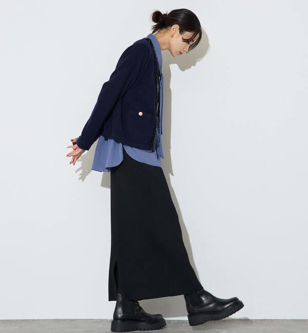 Liesse「ツイーディーニットジャケット」|カーディガン|