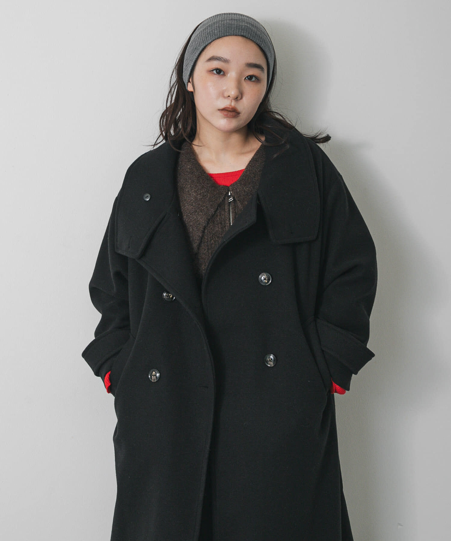 SENSE OF PLACE by URBAN RESEARCH「スタンドカラーロングコート」|ノーカラーコート|