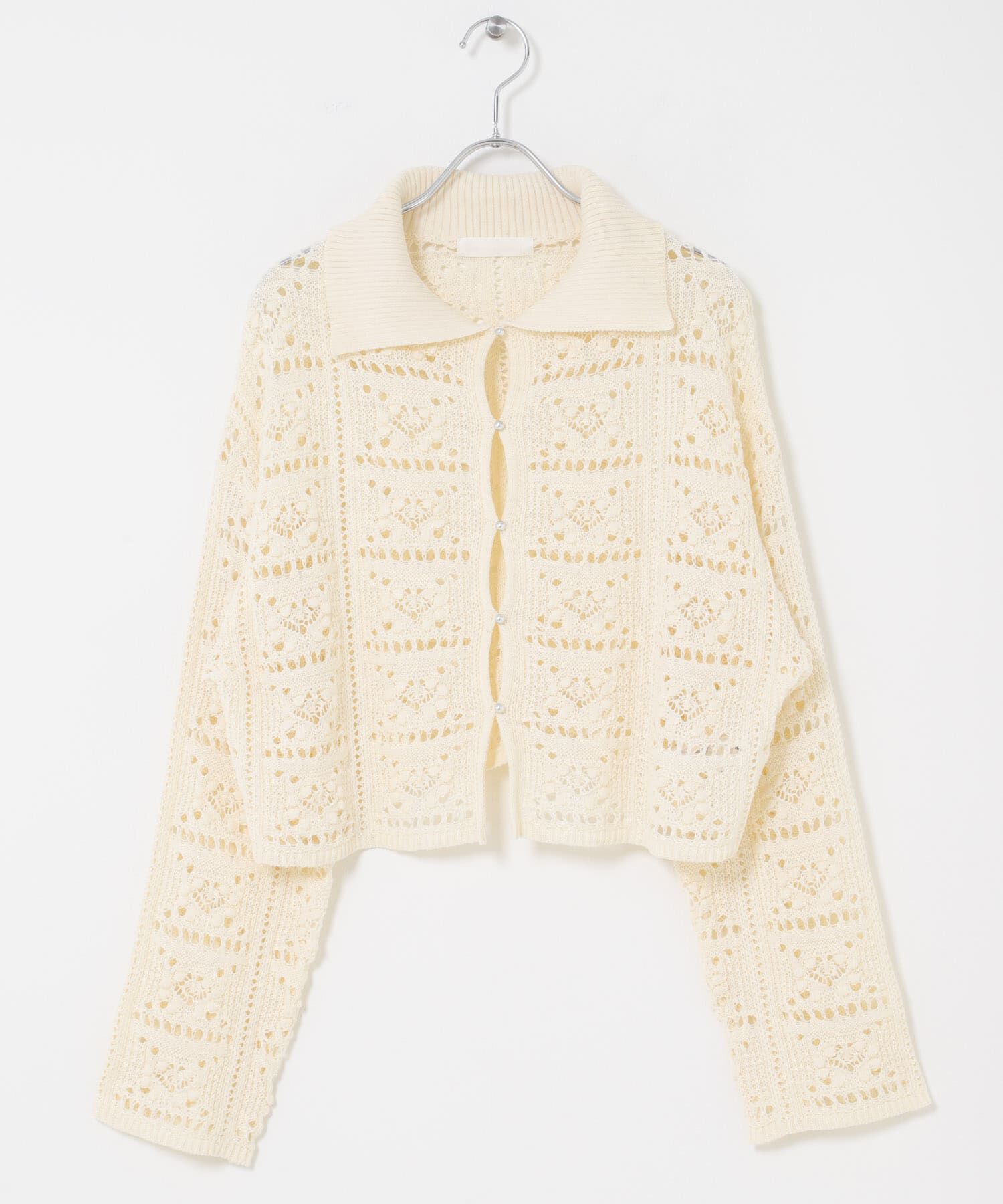 SENSE OF PLACE by URBAN RESEARCH「『洗濯可』レースアミエリツキニットカーディガン」|ニット・セーター|