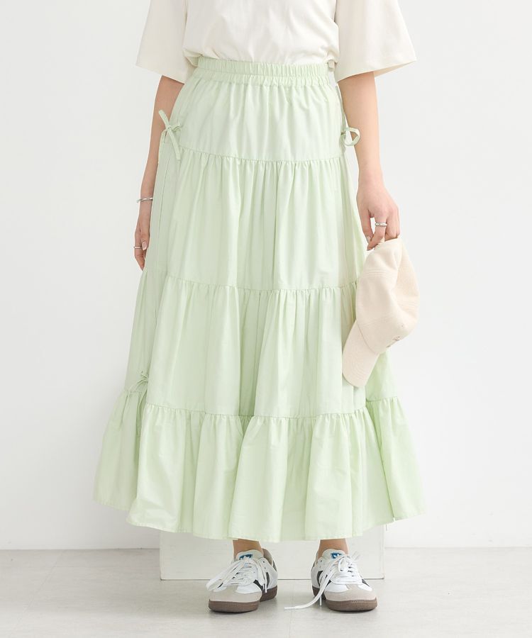 earth music&ecology「サイドリボンボリュームティアードスカート」|フレア|
