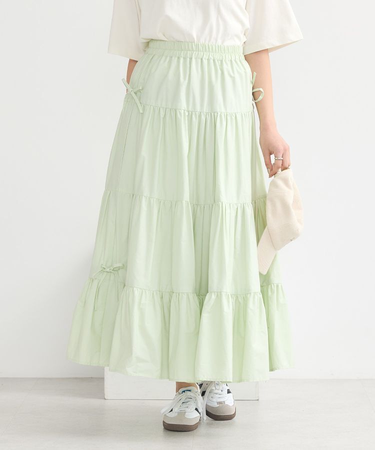 earth music&ecology「サイドリボンボリュームティアードスカート」|フレア|