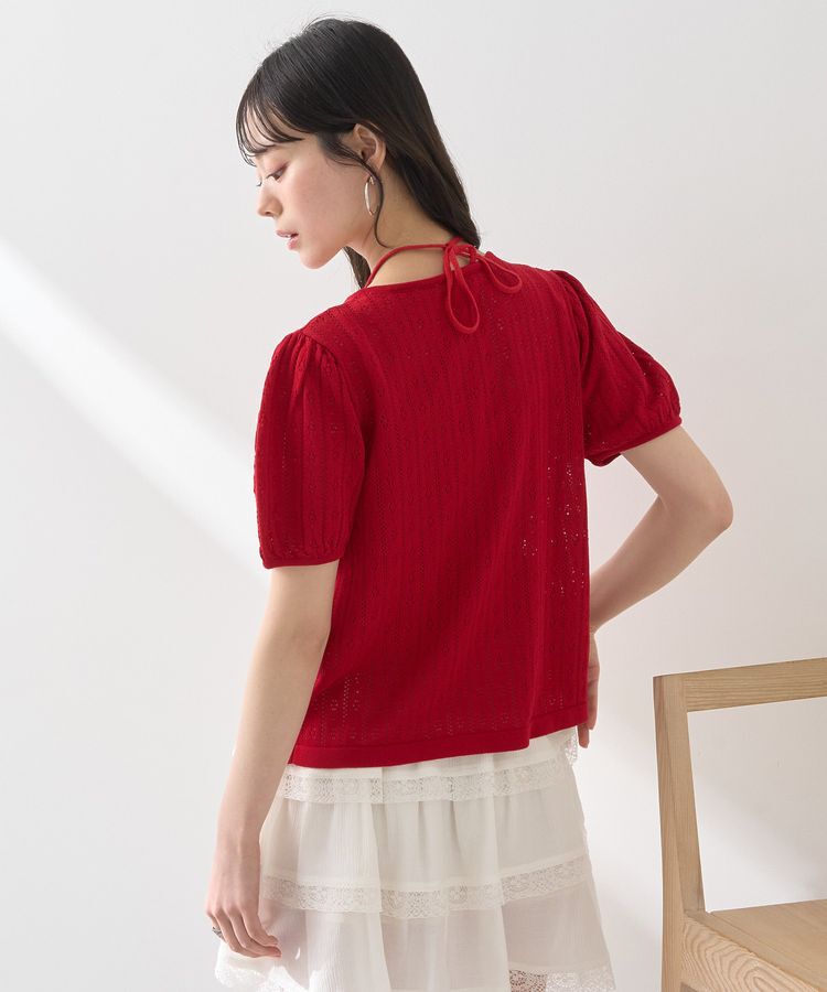 earth music&ecology「透かし編みフロントリボンカーディガン」|カーディガン|