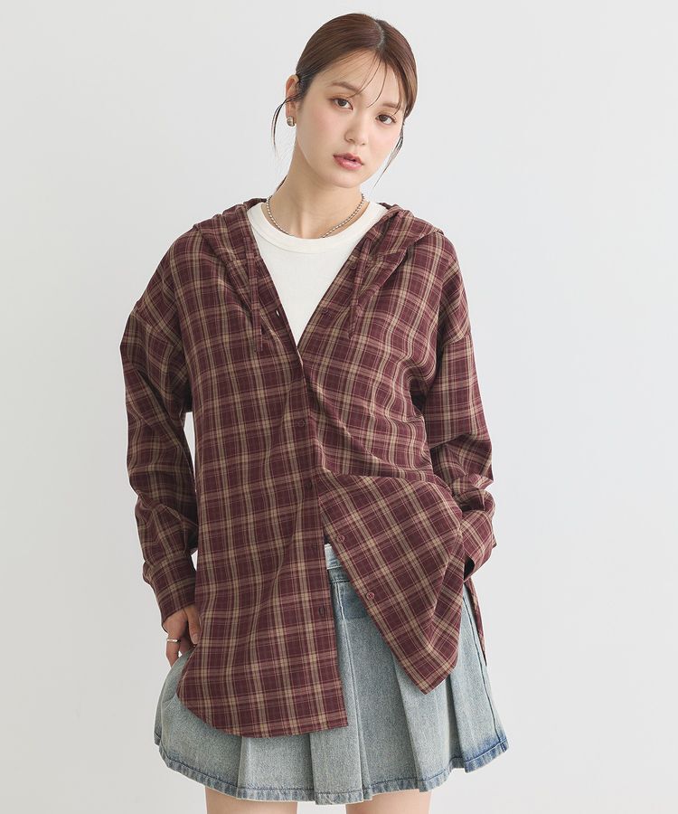 earth music&ecology「フーディーチェックシャツ」|シャツ・ブラウス|