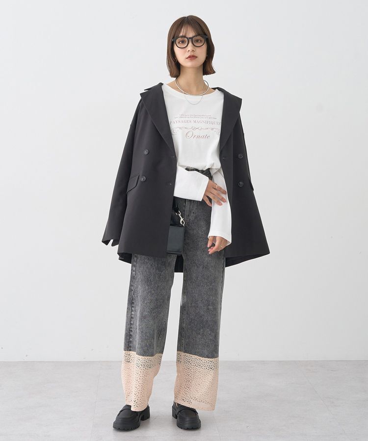 earth music&ecology「裾レースデニムパンツ」|デニム|