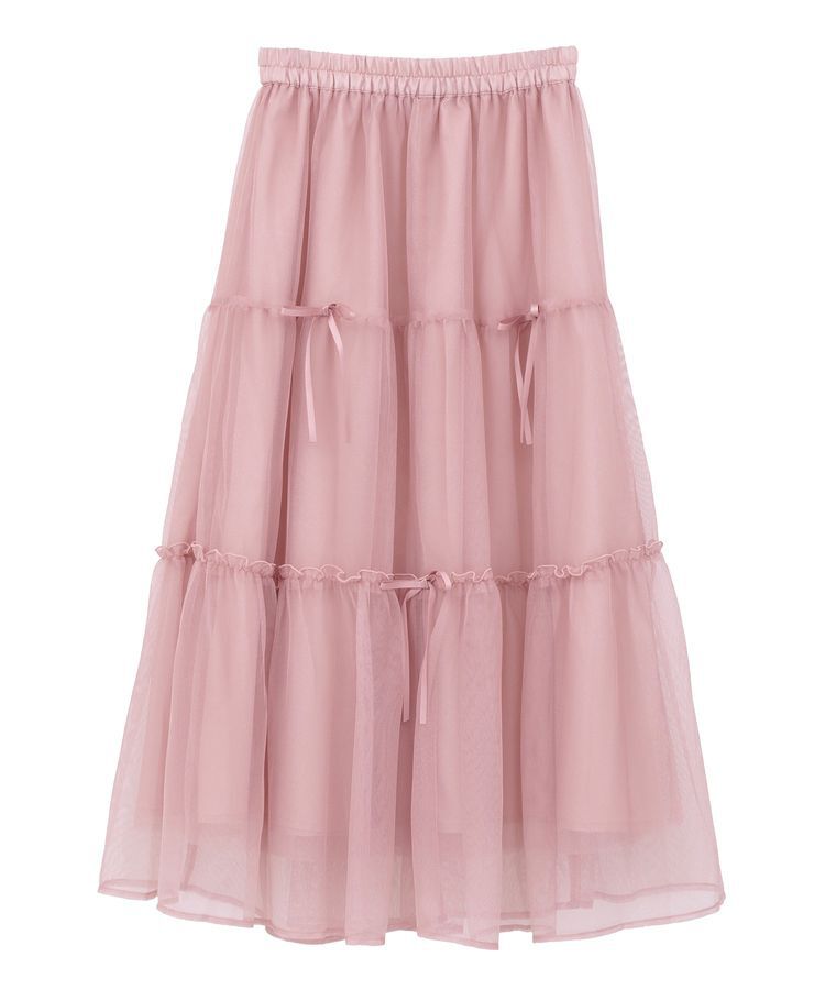 earth music&ecology「リボンチュールティアードスカート」|フレア|