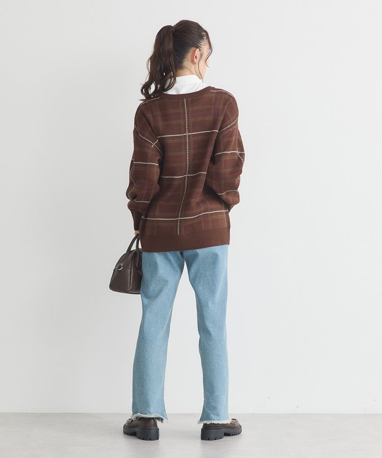 earth music&ecology「チェックジャガードニットプルオーバー」|ニット・セーター|