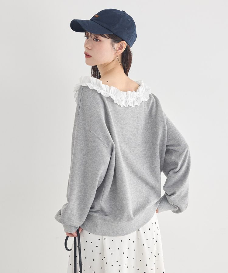 earth music&ecology「フリルオフショルウラケスウェット」|スウェット・ジャージ|