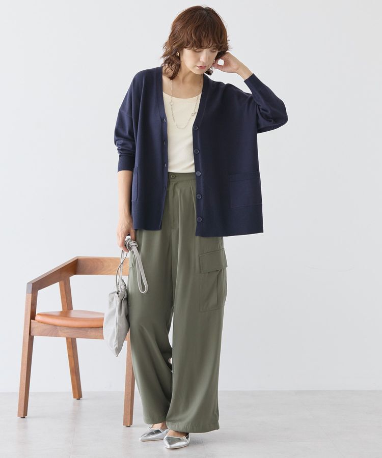 AMERICAN HOLIC「バイパチVネックルーズカーディガン＜静電気軽減＞」|カーディガン|